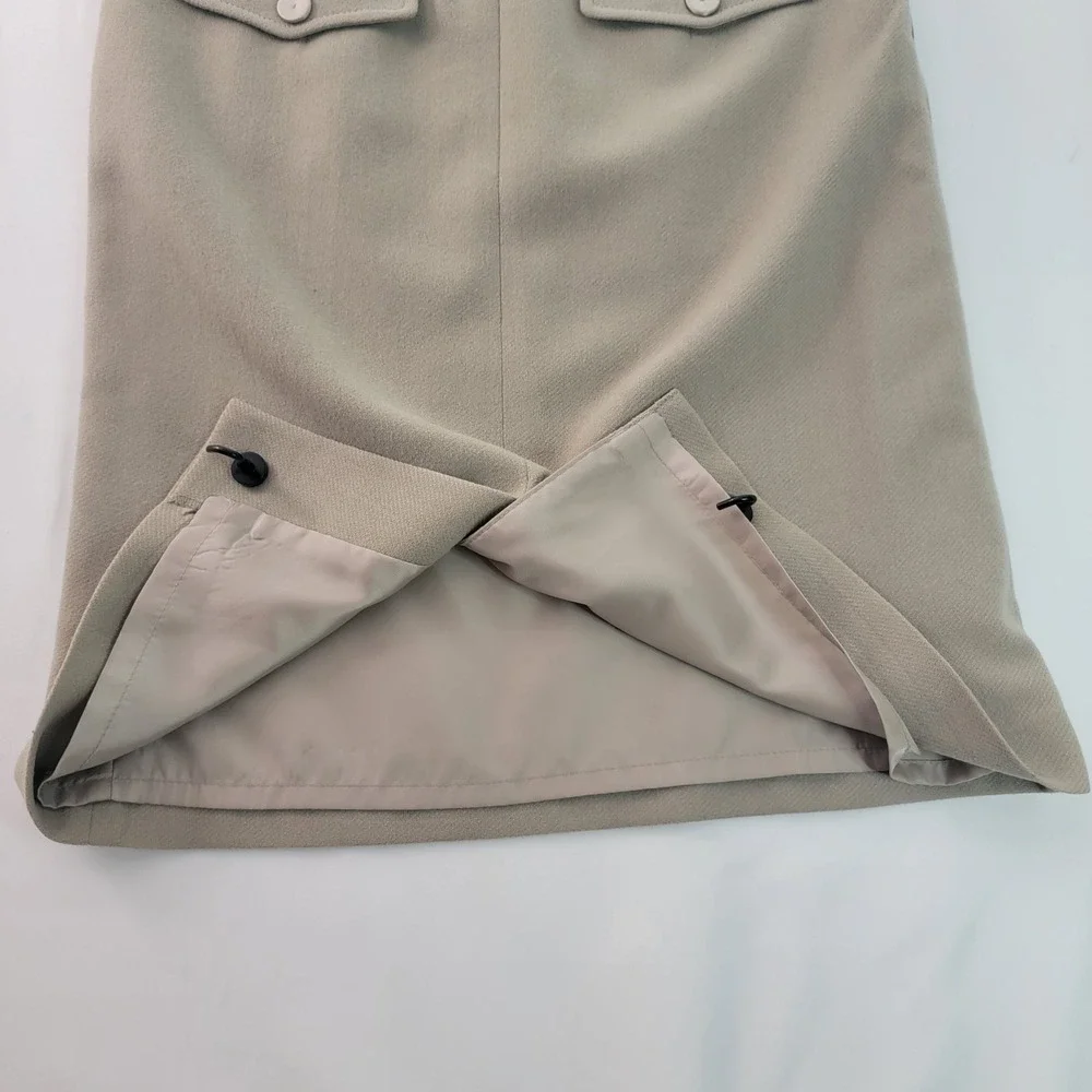 ZOOC Beige Wool pencil Skirt Size Medium 67-94 made in Korea‎ with mutton detail